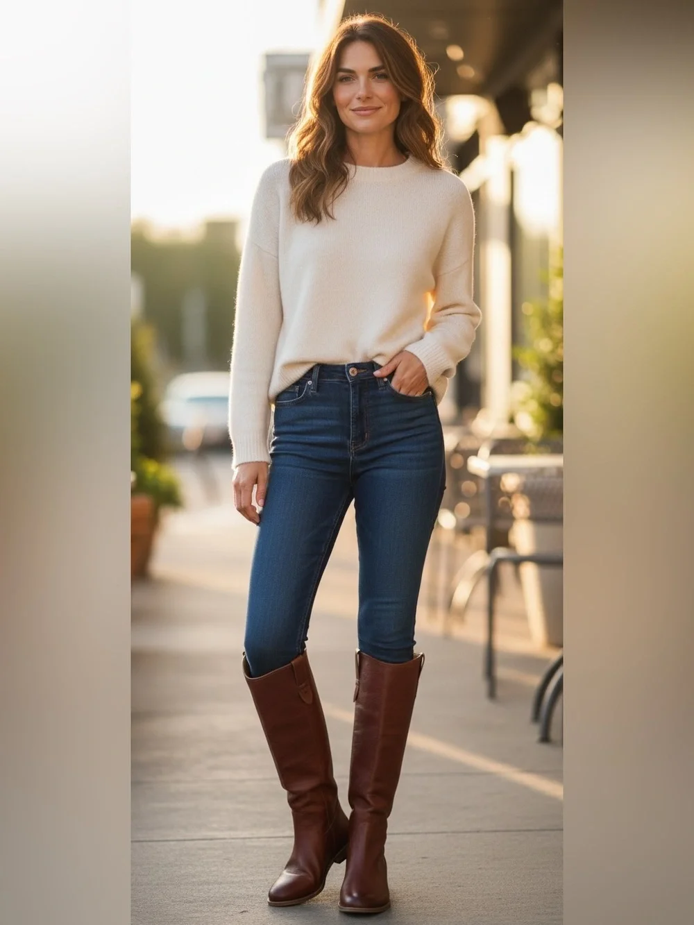 Classic Women's Tall Leather Riding Boots - Brown